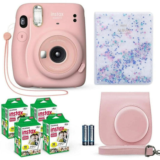Fujifilm Instax Mini 11 Instant Camera with 40 Film Sheets, Shutter Accessories & Photo Album, Blush Pink