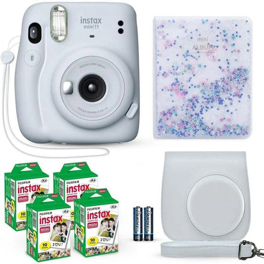 Fujifilm Instax Mini 11 Instant Camera with 40 Film Sheets, Shutter Accessories & Photo Album, Icy White