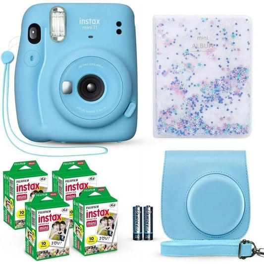 Fujifilm Instax Mini 11 Instant Camera with 40 Film Sheets, Shutter Accessories & Photo Album, Sky Blue